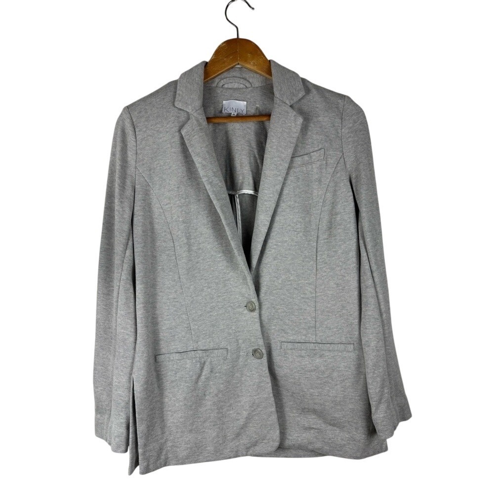 Kinly Rent the Runway Medium Gray‎ Double Button Collared Blazer 100% Cotton